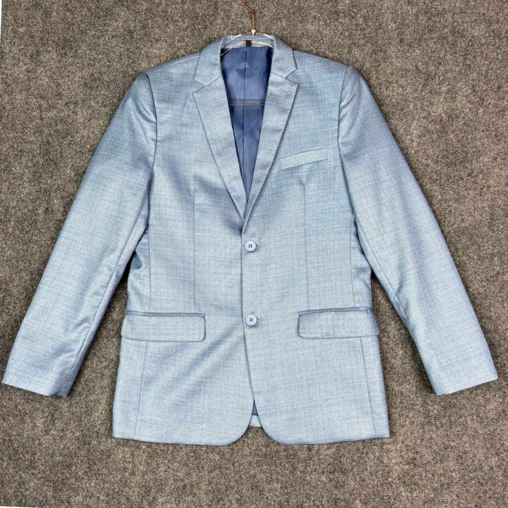 Bocaccio Uomo Mens Light Blue Textured Two Button Blazer Jacket Size 18